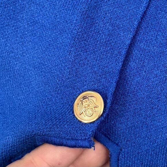 Peace N’ Love Blue Scalloped Cropped Sweater Medium preppy Victorian - Picture 5 of 6